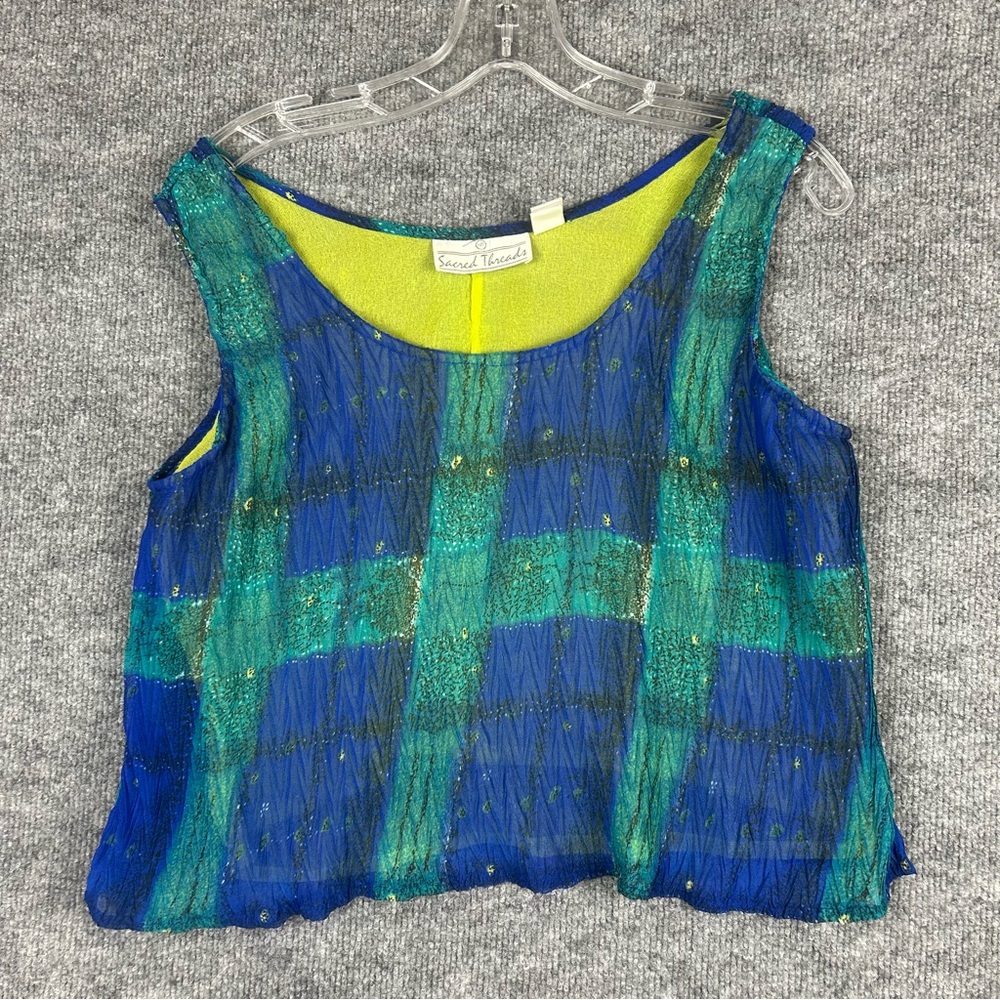 Sacred Threads Y2K Plaid Crop Top Boho Fairycore M L